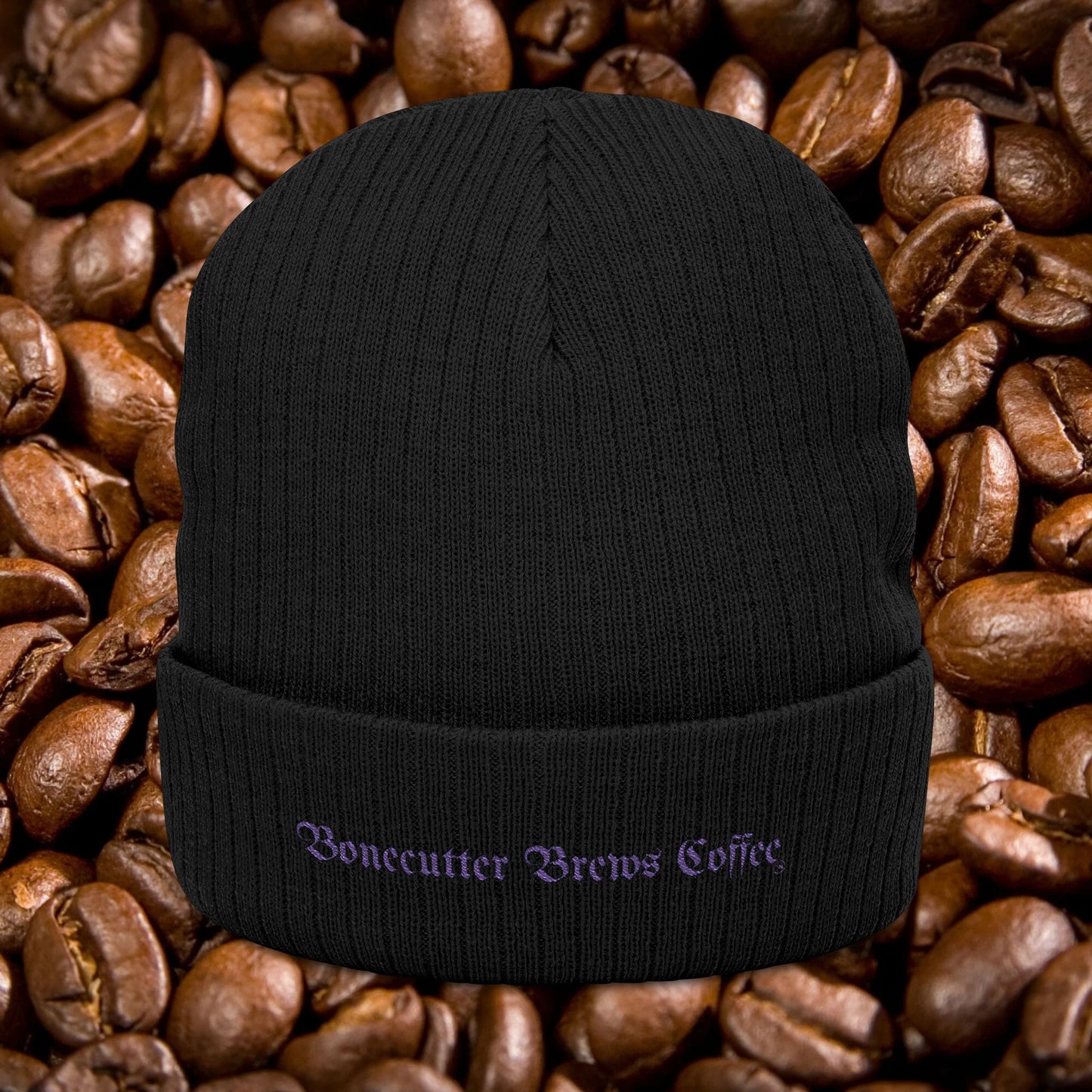 Logo Ribbed Knit Beanie (Embroidery)